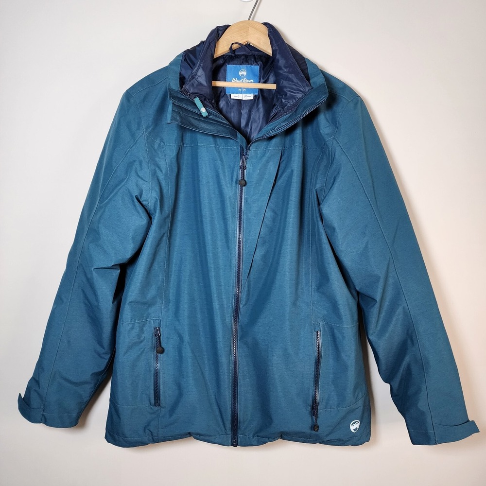 WINDRIVER 3 In 1 Jacket Mens Medium Puffer Waterproof Shell‎ Workwear Teal Navy